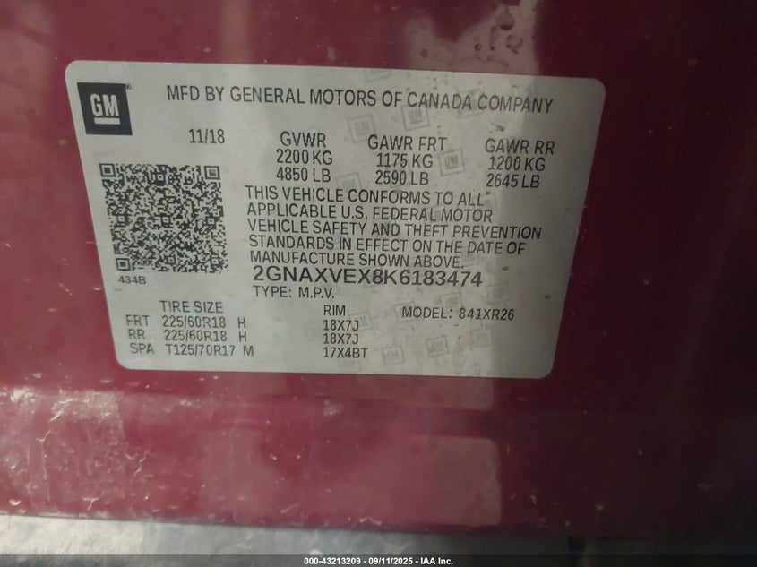 2019 CHEVROLET EQUINOX LT - 2GNAXVEX8K6183474