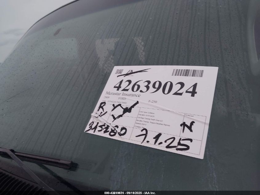 2009 Ford E-250 Commercial/Recreational VIN: 1FTNE24L79DA78482 Lot: 43213671