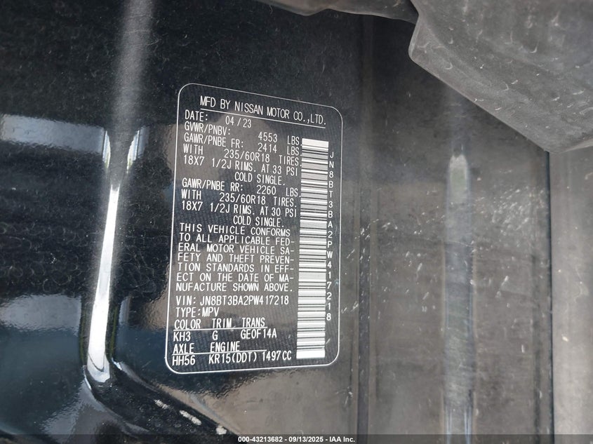 2023 NISSAN ROGUE SV FWD - JN8BT3BA2PW417218