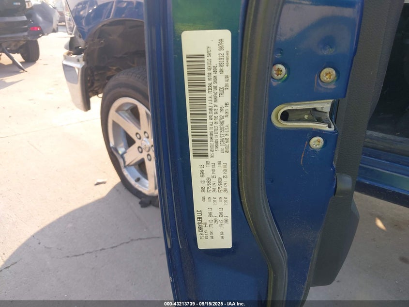 2009 Dodge Ram 1500 Slt/Sport/Trx VIN: 1D3HV13T59S706762 Lot: 43213739