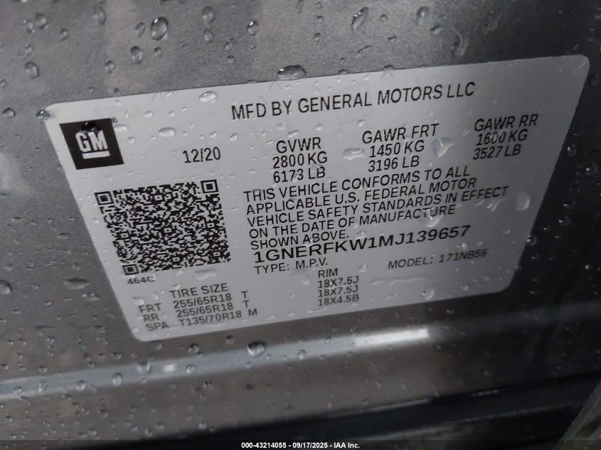 2021 Chevrolet Traverse Fwd Ls VIN: 1GNERFKW1MJ139657 Lot: 43214055