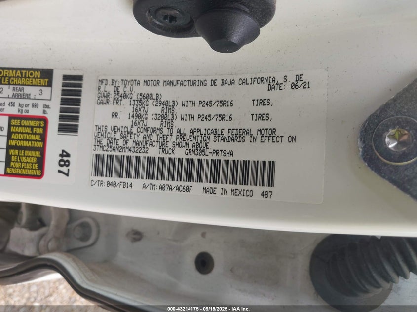 2021 TOYOTA TACOMA SR V6 - 3TMCZ5AN2MM432232