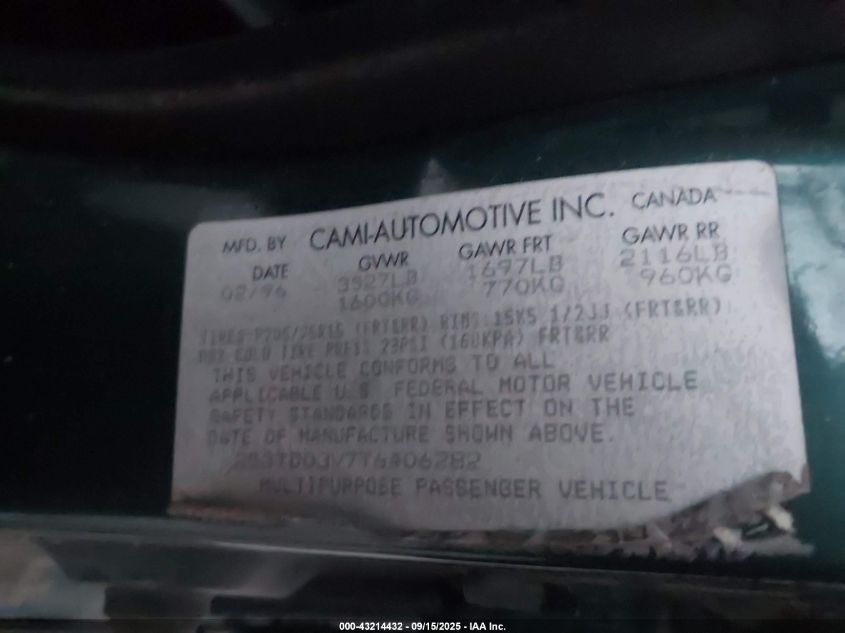 1996 Suzuki Sidekick Jx VIN: 2S3TD03V7T6406282 Lot: 43214432