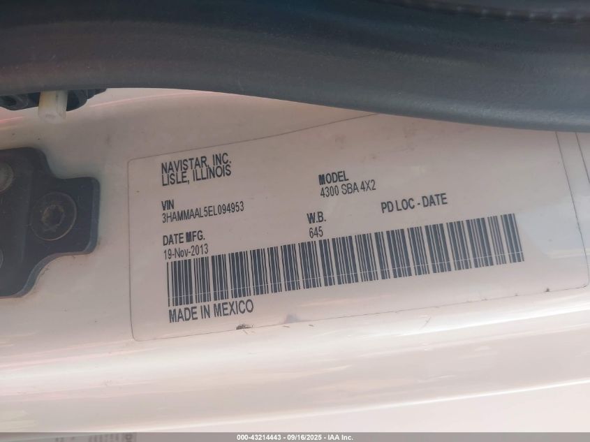 2014 International 4000 4300 VIN: 3HAMMAAL5EL094953 Lot: 43214443