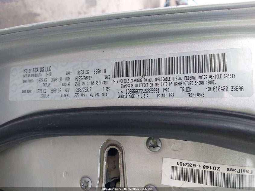 2018 Ram 1500 Tradesman 4X2 5'7 Box VIN: 1C6RR6KM2JS225601 Lot: 43214577