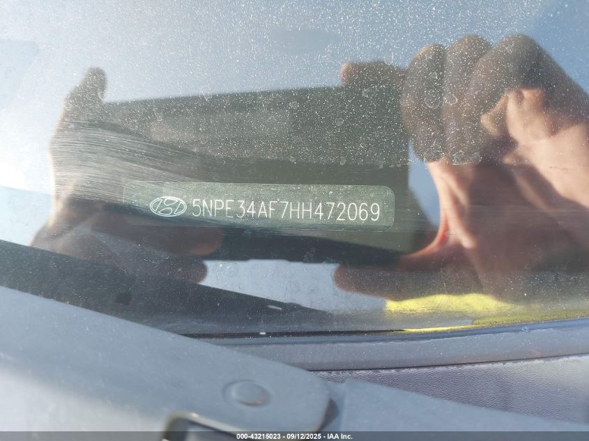 2017 Hyundai Sonata VIN: 5N9E34AF7HH472069 Lot: 43215023