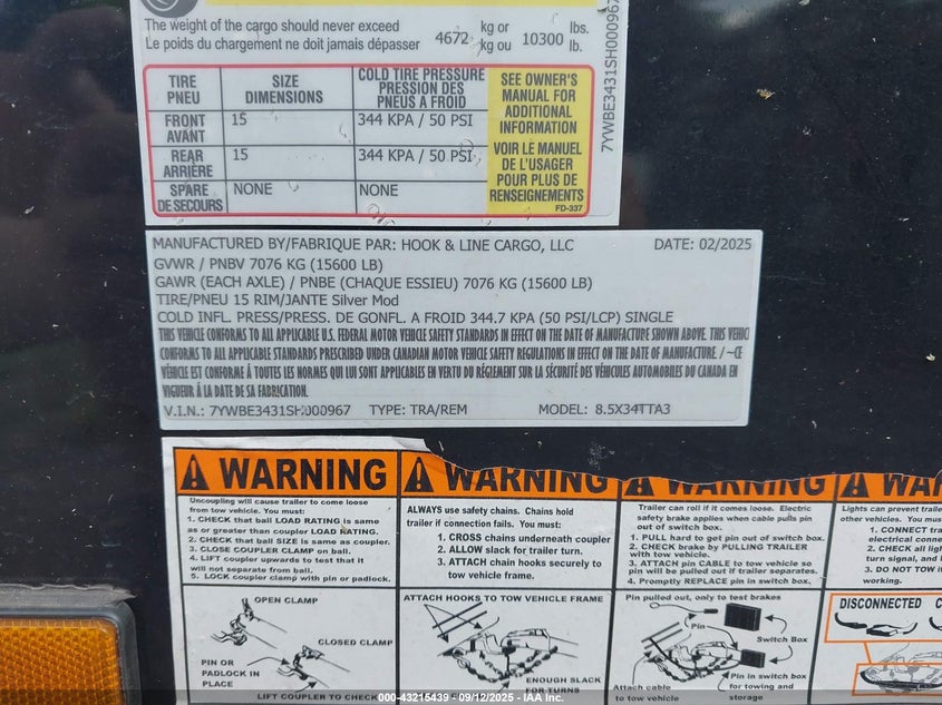 2025 UTILITY OTHER (VIN: 7YWBE3431SH000967