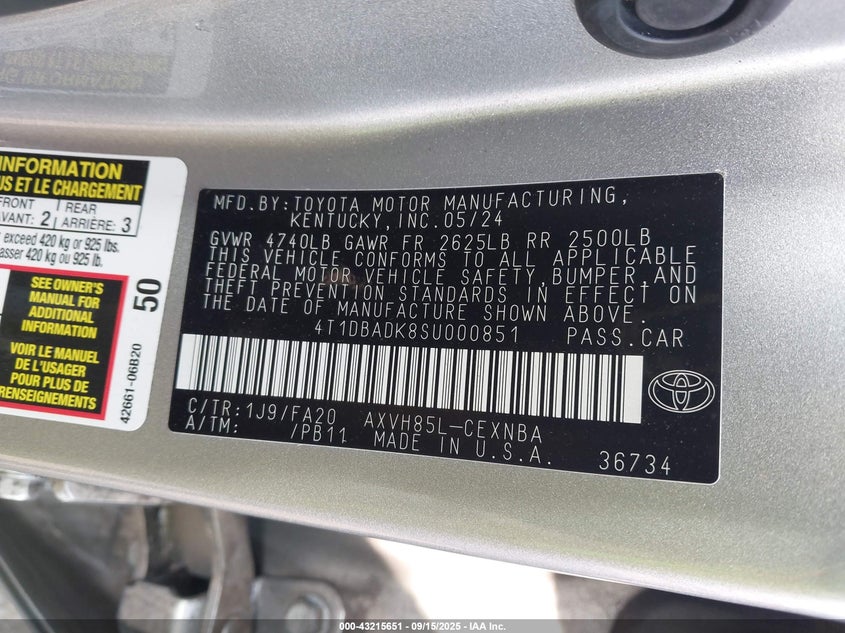 4T1DBADK8SU000851 2025 TOYOTA CAMRY photo no. 9