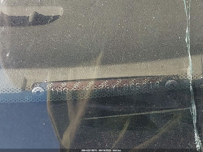 2000 Honda Civic Lx VIN: 1HGEJ6673YL065219 Lot: 43215670