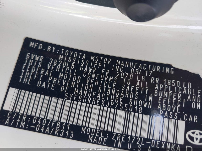 2018 TOYOTA COROLLA LE - 5YFBURHEXJP755018