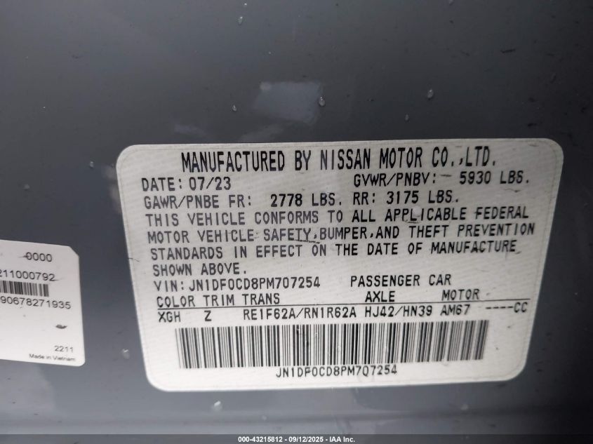 2023 Nissan Ariya Platinum+ VIN: JN1DF0CD8PM707254 Lot: 43215812