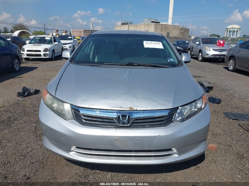 2012 Honda Civic Lx VIN: 2HGFB2F52CH599018 Lot: 43215920