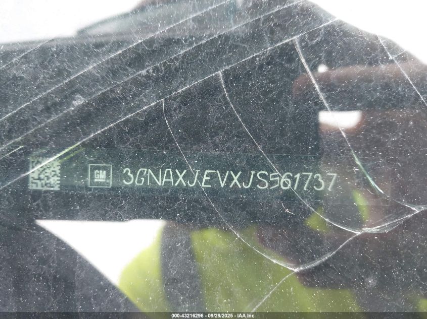 2018 Chevrolet Equinox Lt VIN: 3GNAXJEVXJS561737 Lot: 43216296