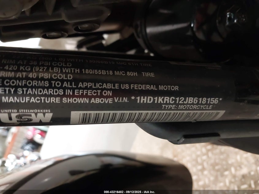 2018 Harley-Davidson Flhxs Street Glide Special VIN: 1HD1KRC12JB618156 Lot: 43216482