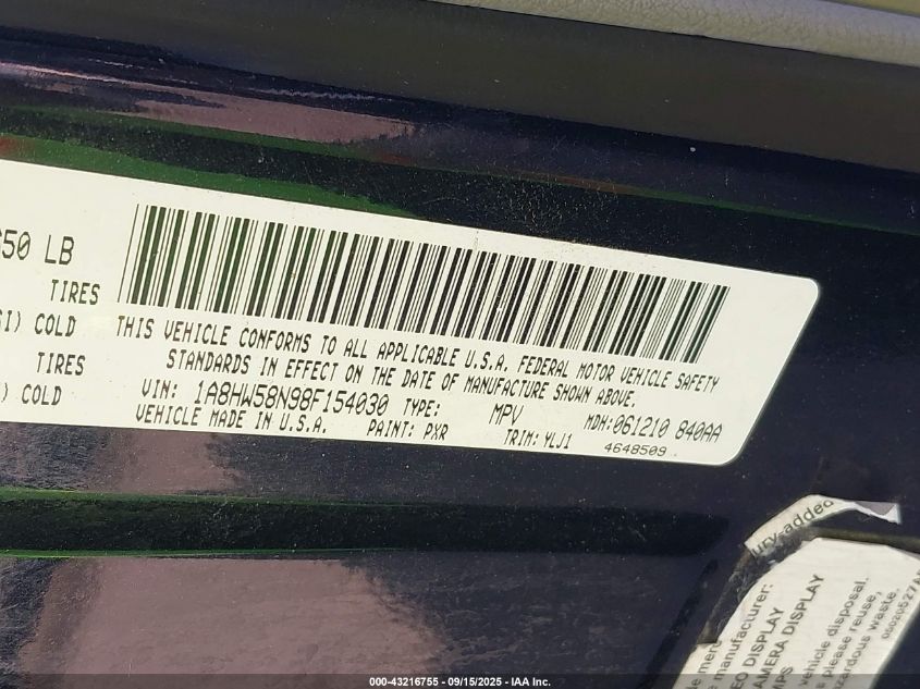 2008 Chrysler Aspen Limited VIN: 1A8HW58N98F154030 Lot: 43216755