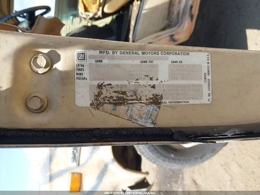 1985 Chevrolet G30 VIN: 1GAGG35M8F7200611 Lot: 43216787