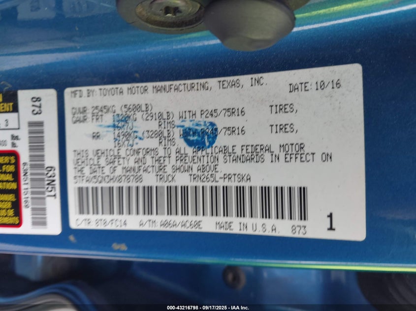 2017 TOYOTA TACOMA SR5 5TFAX5GN3HX078788