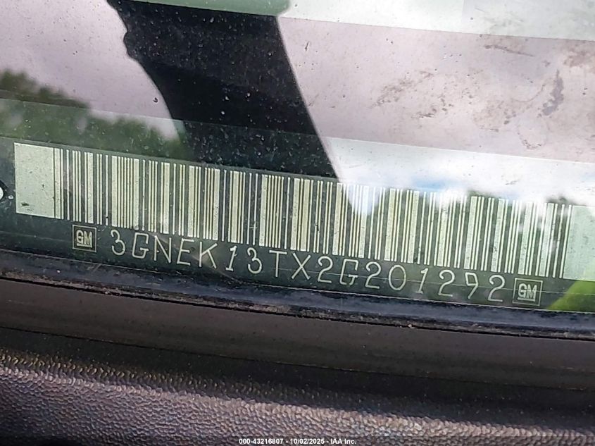 2002 Chevrolet Avalanche 1500 VIN: 3GNEK13TX2G201292 Lot: 43216807