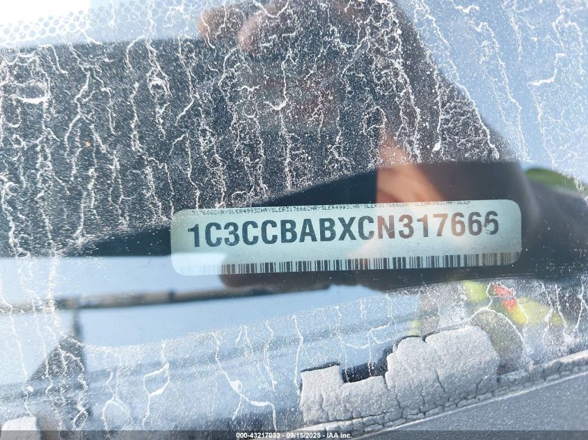2012 Chrysler 200 Lx VIN: 1C3CCBABXCN317666 Lot: 43217033