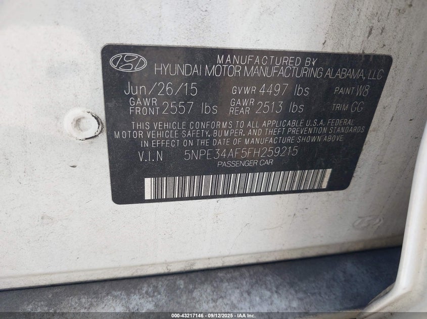 2015 HYUNDAI SONATA SPORT - 5NPE34AF5FH259215