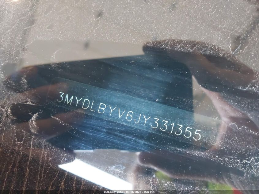 2018 Toyota Yaris Ia VIN: 3MYDLBYV6JY331355 Lot: 43217653