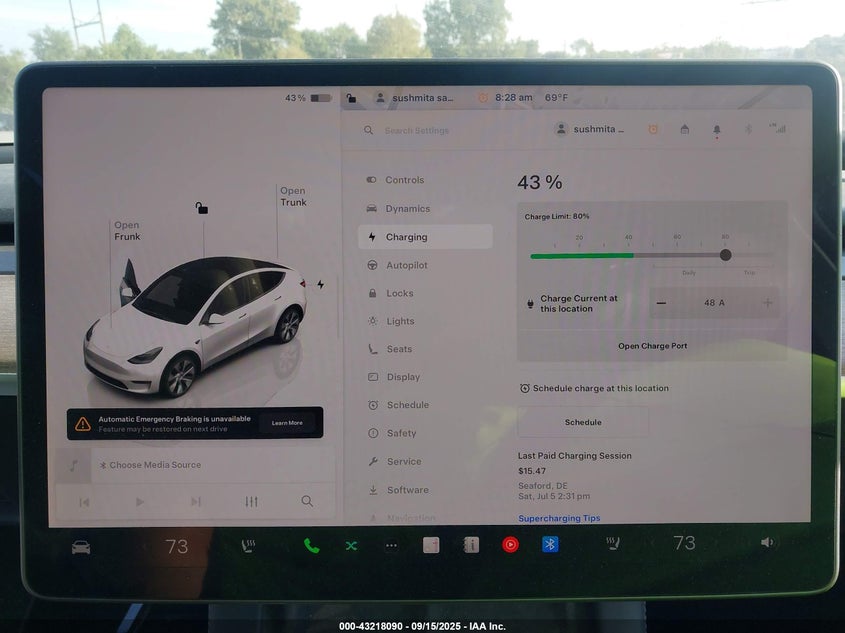2023 Tesla Model Y Awd/Long Range Dual Motor All-Wheel Drive VIN: 7SAYGAEEXPF589727 Lot: 43218090