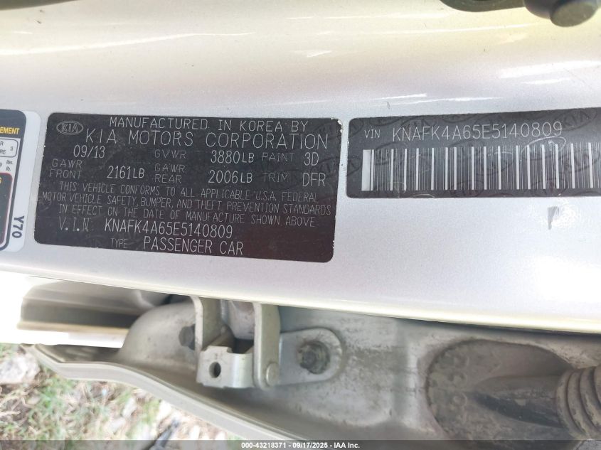 2014 Kia Forte Lx VIN: KNAFK4A65E5140809 Lot: 43218371