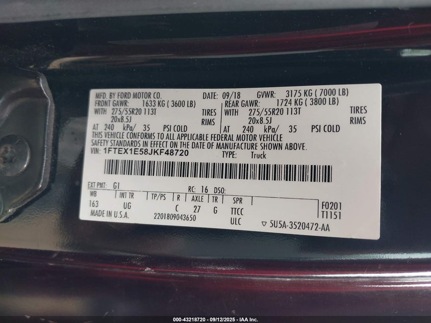 2018 FORD F-150 XLT - 1FTEX1E58JKF48720