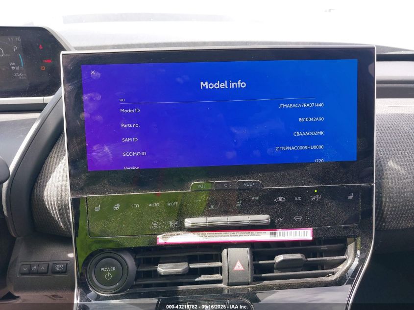 2024 Toyota Bz4X Xle VIN: JTMABACA7RA071440 Lot: 43218782