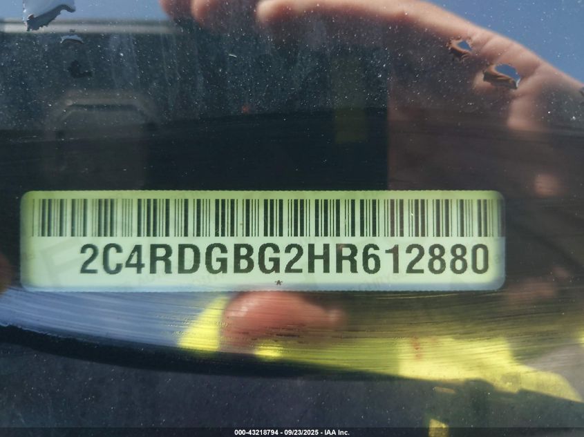 2017 Dodge Grand Caravan Se VIN: 2C4RDGBG2HR612880 Lot: 43218794