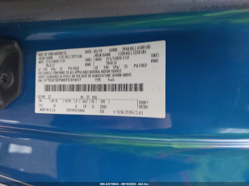 1FTEX1EP8KFC01917 2019 FORD F-150 photo no. 9