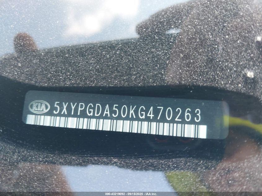 2019 Kia Sorento 3.3L Lx VIN: 5XYPGDA50KG470263 Lot: 43219092