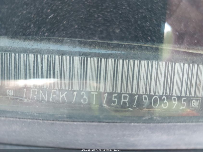 2005 Chevrolet Tahoe Z71 VIN: 1GNEK13T15R190395 Lot: 43219377