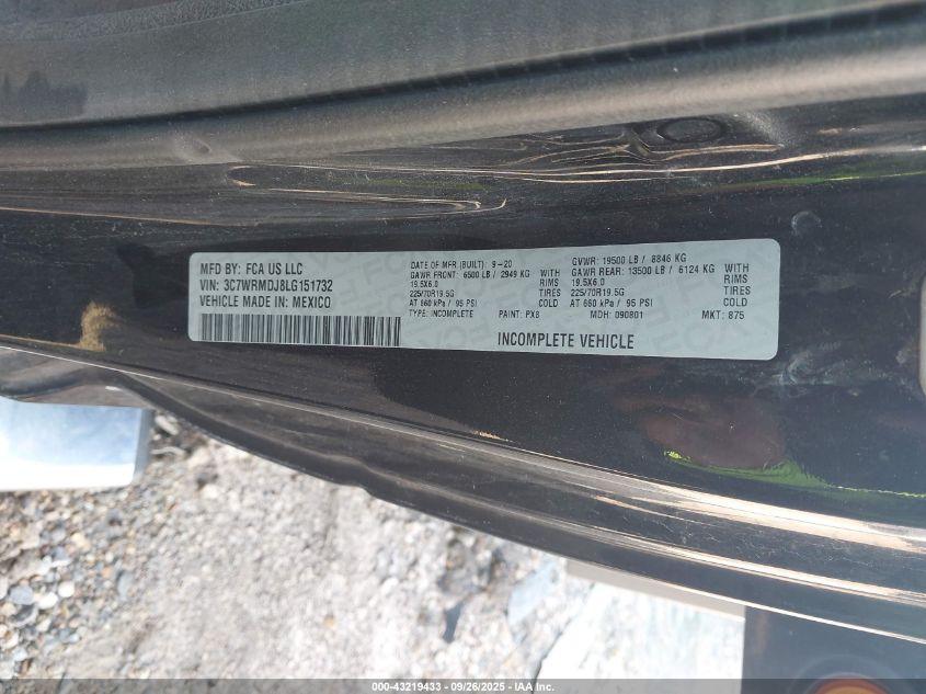 2020 Ram 5500 Chassis Tradesman/Slt VIN: 3C7WRMDJ8LG151732 Lot: 43219433