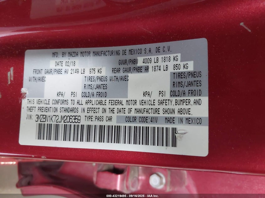 2018 MAZDA MAZDA3 SPORT - 3MZBN1K72JM206359