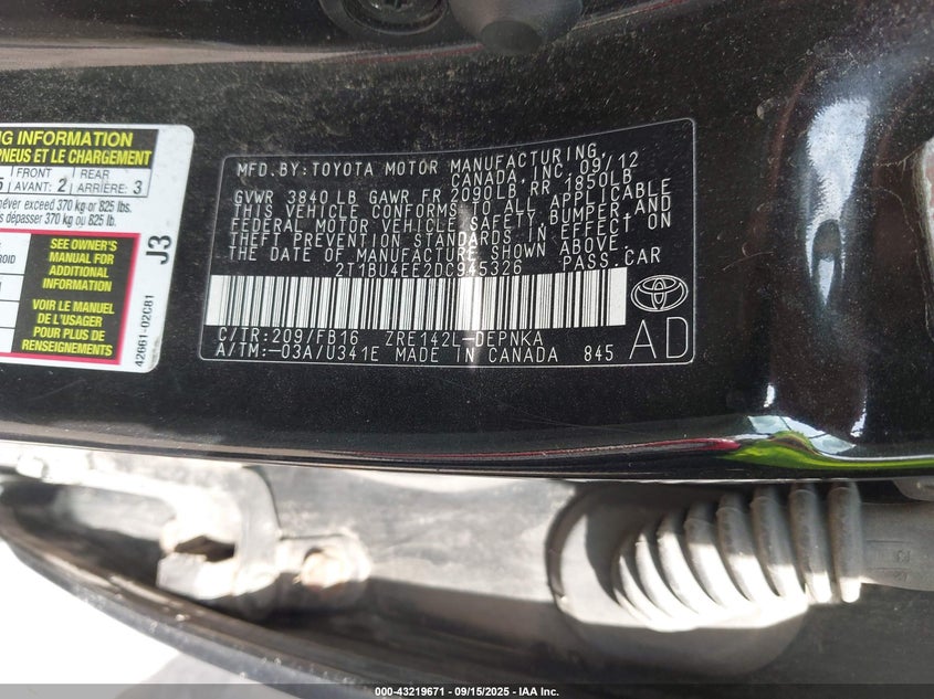 2013 TOYOTA COROLLA LE - 2T1BU4EE2DC945326