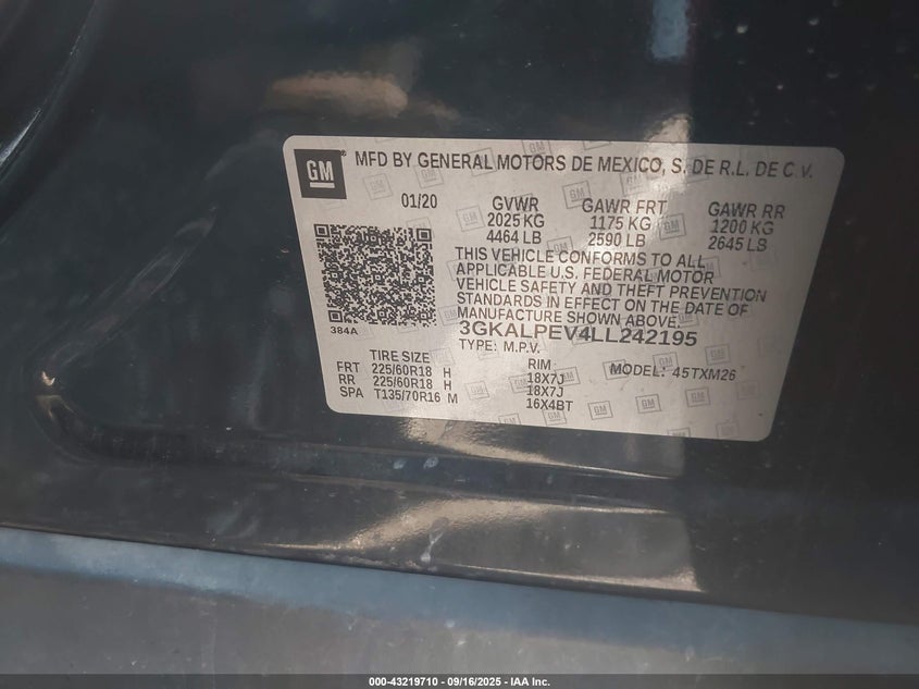 2020 GMC TERRAIN FWD SLT - 3GKALPEV4LL242195