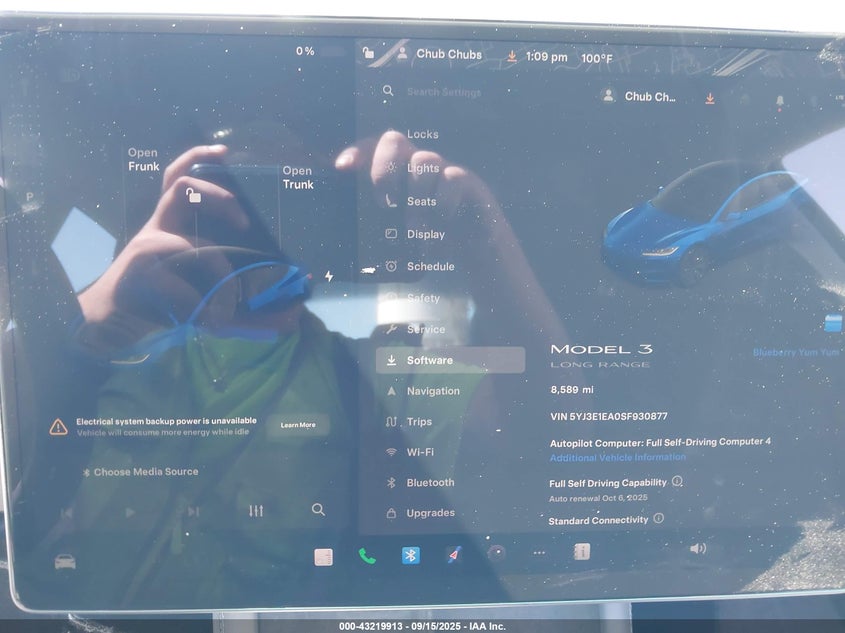 2025 Tesla Model 3 Long Range Rear-Wheel Drive VIN: 5YJ3E1EA0SF930877 Lot: 43219913