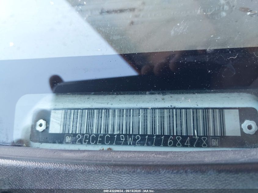 2001 Chevrolet Silverado 1500 VIN: 2GCEC19W211168478 Lot: 43220034