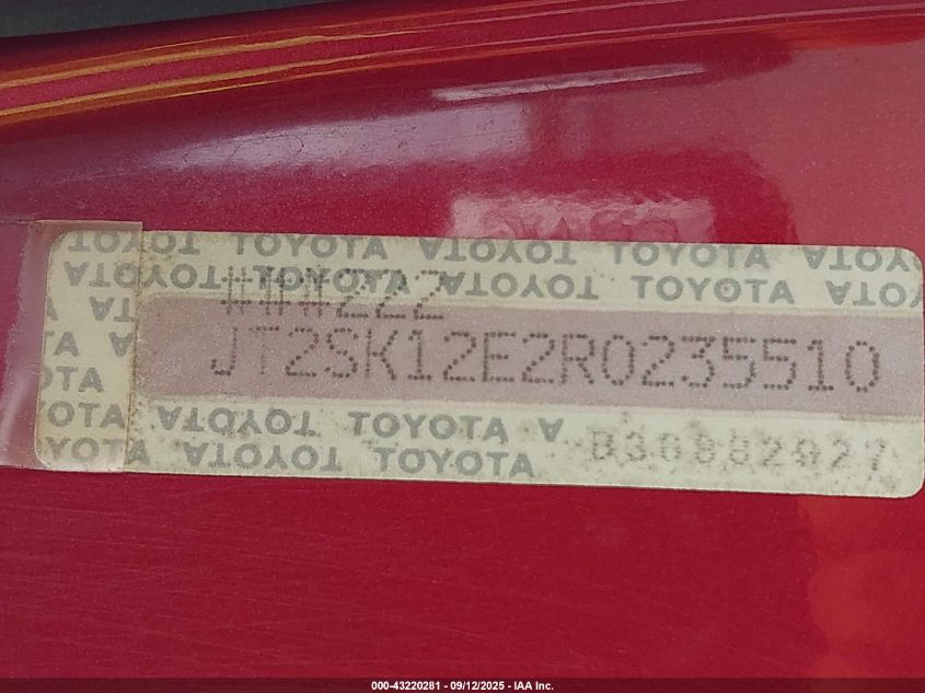 1994 Toyota Camry Le VIN: JT2SK12E2R0235510 Lot: 43220281