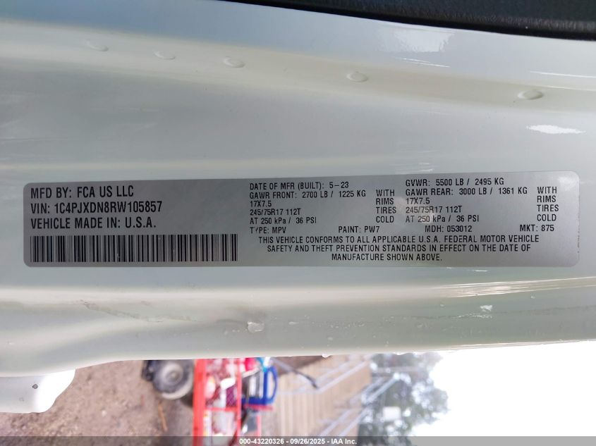 2024 Jeep Wrangler 4-Door Sport 4X4 VIN: 1C4PJXDN8RW105857 Lot: 43220326