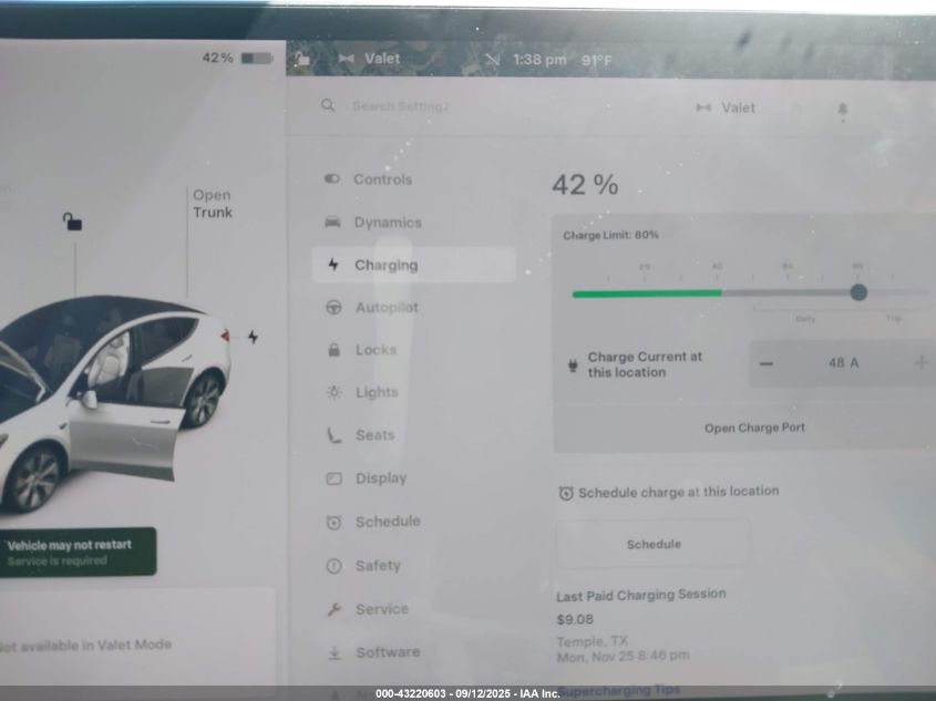 2021 Tesla Model Y Long Range Dual Motor All-Wheel Drive VIN: 5YJYGAEE7MF179038 Lot: 43220603