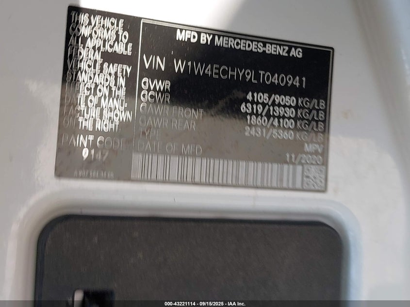 W1W4ECHY9LT040941 2020 MERCEDES-BENZ SPRINTER photo no. 9