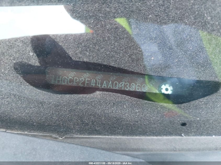 2010 Honda Accord 2.4 Lx-P VIN: 1HGCP2F44AA093360 Lot: 43221159