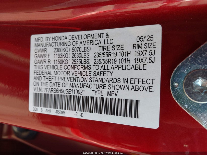 2025 HONDA CR-V HYBRID SPORT TOURING - 7FARS6H90SE110921