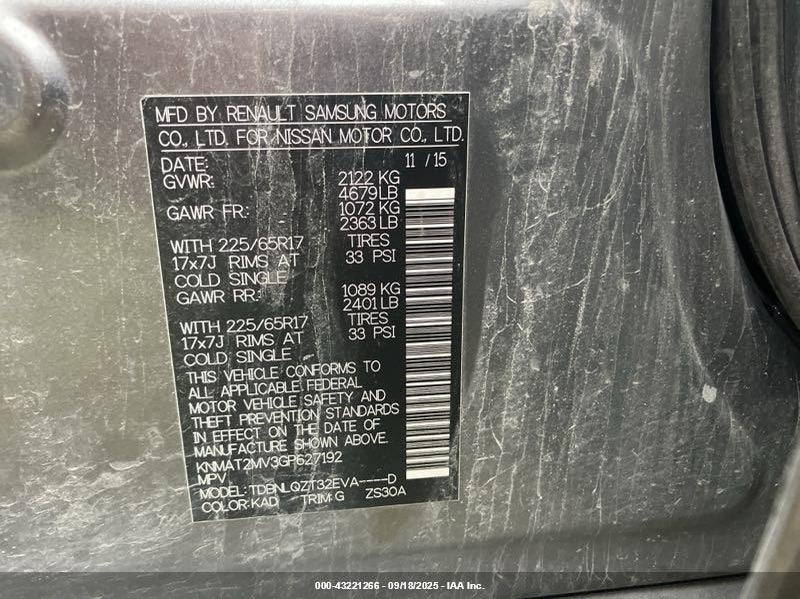 2016 NISSAN ROGUE SV - KNMAT2MV3GP627192