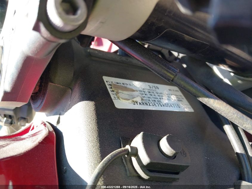 2009 Yamaha Yzfr1 VIN: JYARN23E79A004710 Lot: 43221288