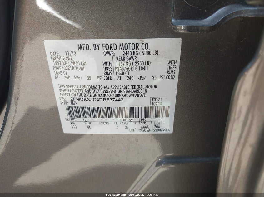 2013 FORD EDGE SEL - 2FMDK3JC4DBE37442