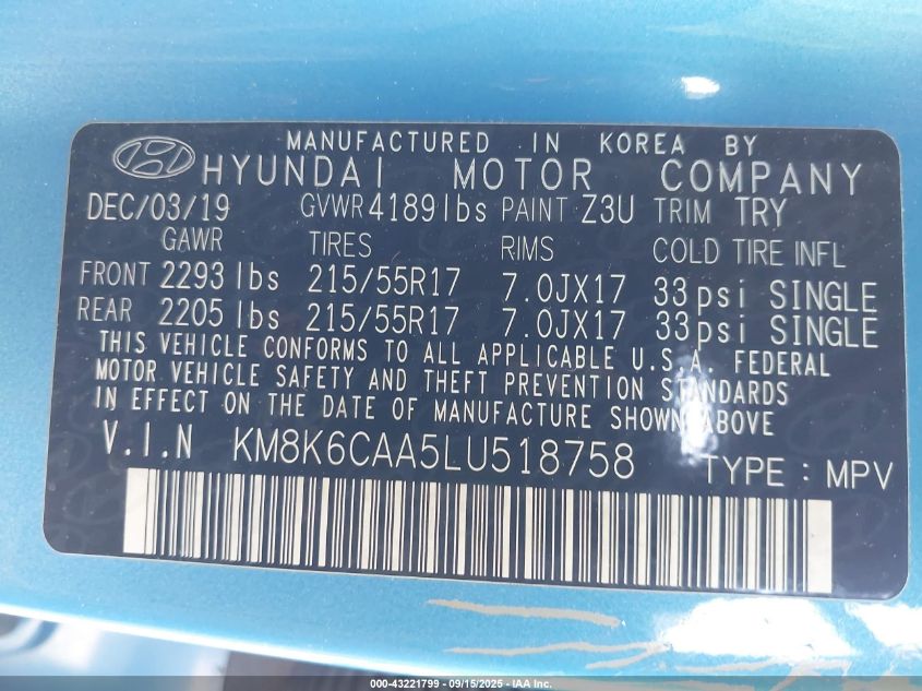 2020 HYUNDAI KONA SEL PLUS - KM8K6CAA5LU518758