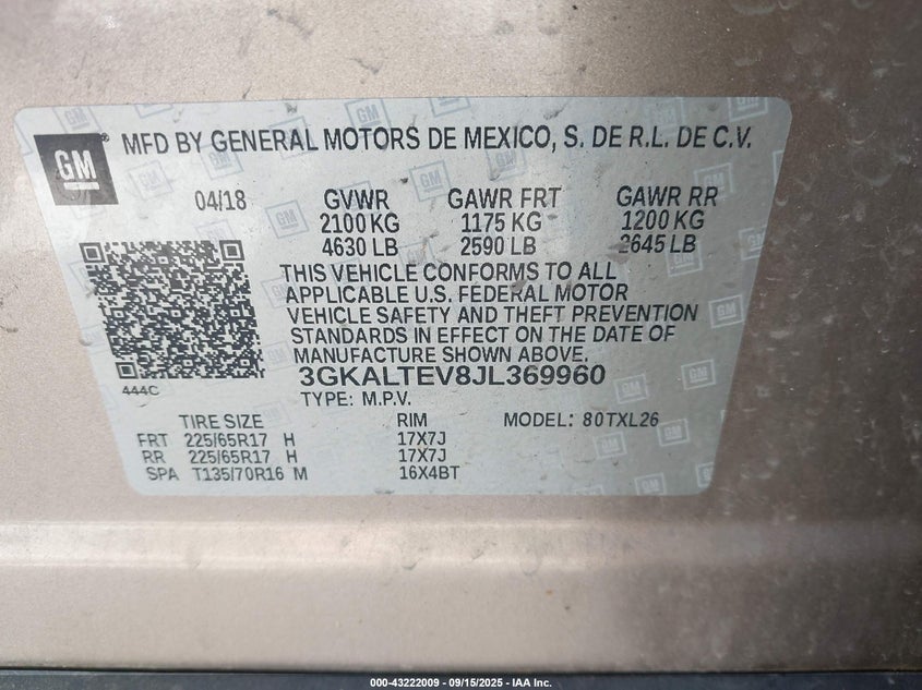 2018 GMC TERRAIN SLE - 3GKALTEV8JL369960